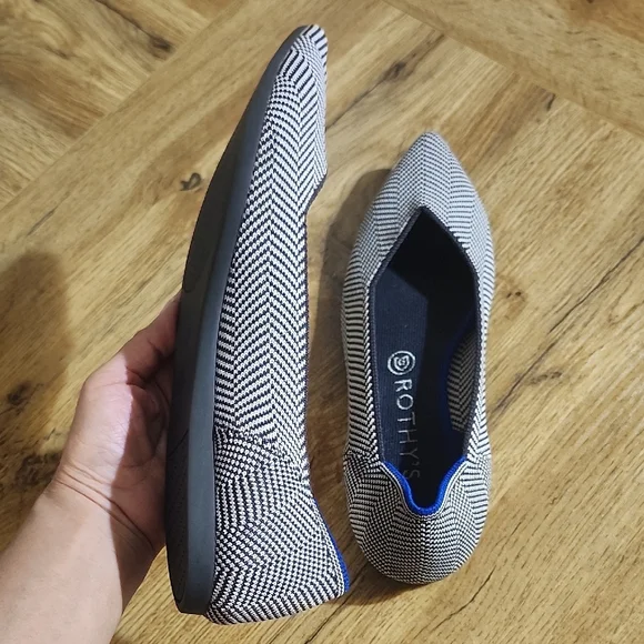 Rothy's Brown and White Herringbone Flats - Picture 4 of 12